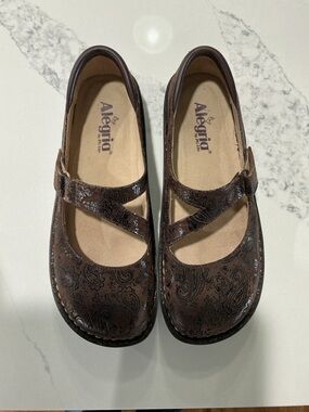 Alegria Brown Paisley Mary Jane Shoes EU 40 US 9-9.5